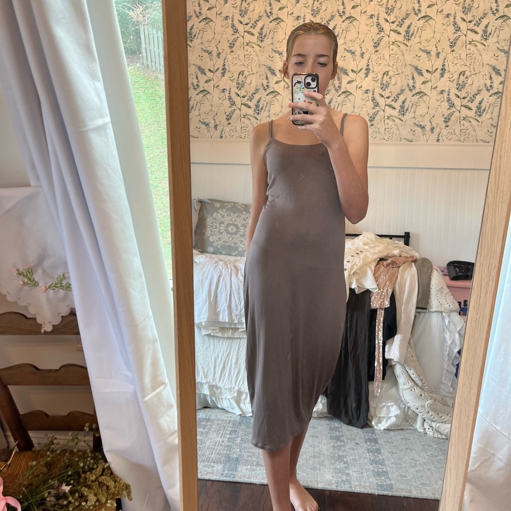 Brown parade skims dress